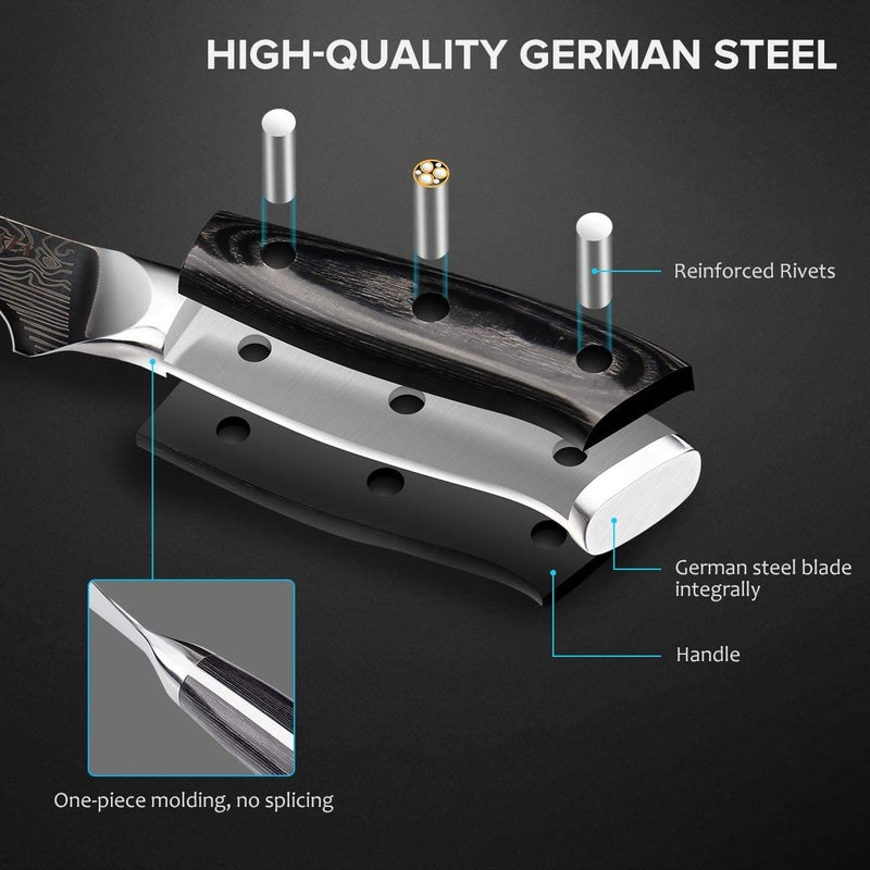MOSFiATA 6" Boning Knife, Sharp Kitchen Cooking Knife with Finger Guard and Knife Sharpener, German High Carbon Stainless Steel EN1.4116 Chefâ€™s Knife with Micarta Handle and Gift Box - Image 5